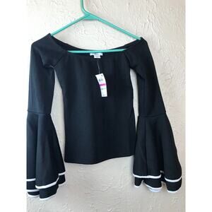 NWT Bar III Womens Bell Sleeves Off-The-Shoulder Pullover‎ Top Blouse Stretch